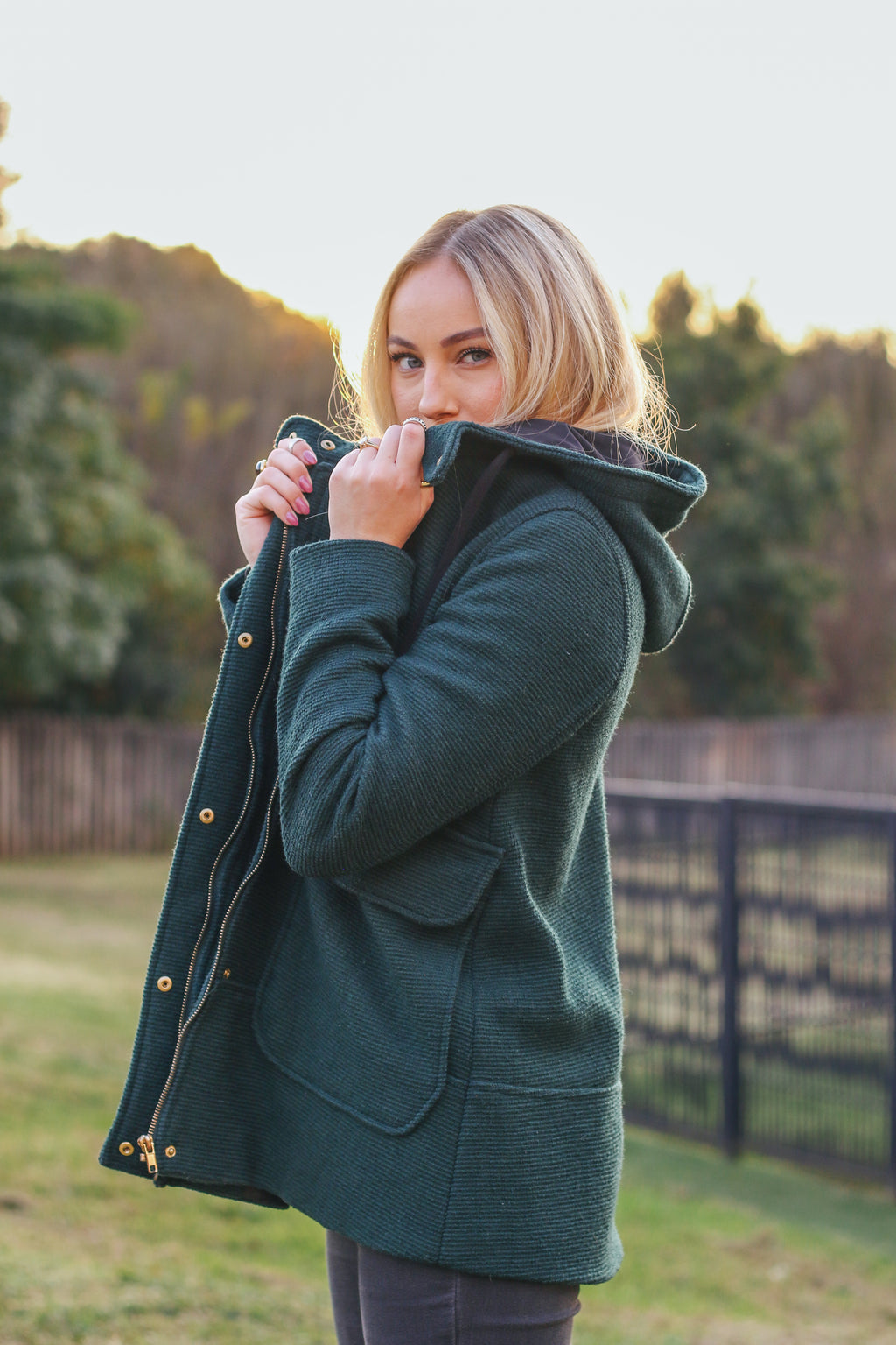 The Forest Green Corded Hood - Zara Basic