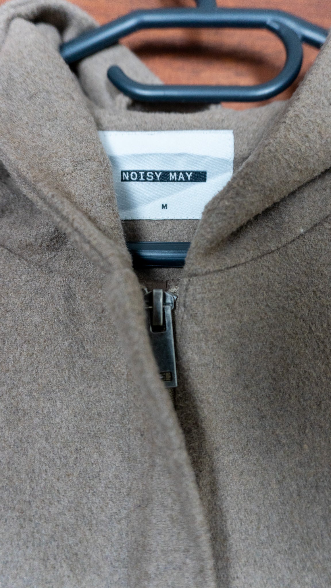 The Taupe Hooded Half Coat - Noisy May