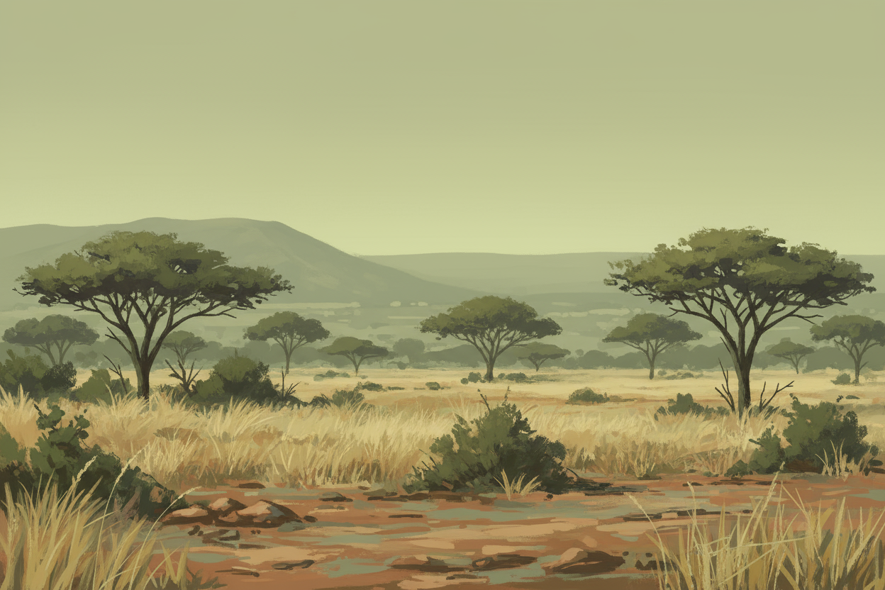 art of  South African bushveld, main colour sage green