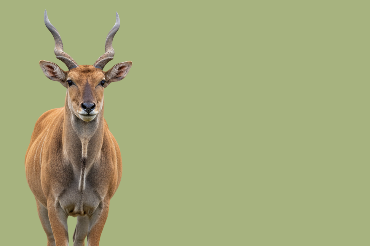 eland on the left side of the image, with a light sage green background